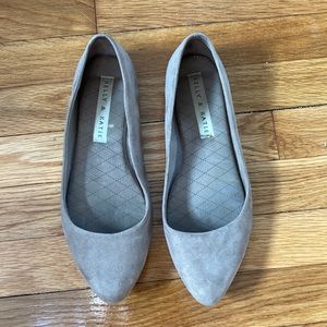 Kelly & Katie Taupe Suede Pointed-Toe Flats